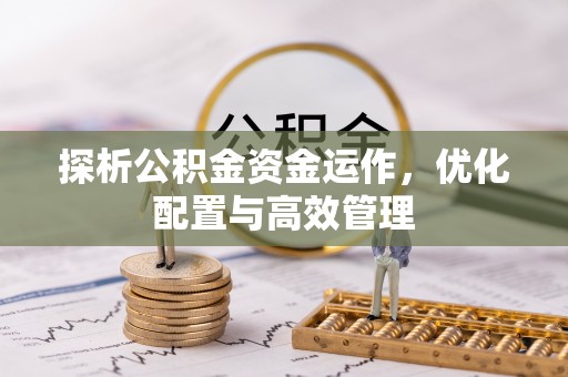 东区探析公积金资金运作，优化配置与高效管理